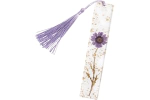 PROUSKY Pressed Flower Bookmark Personalised Bookmark, Dried Flower Resin Bookmarks, Pressed Floral Reading Page Markers with Tassel Daisy Book Markers for Readers Teachers Students Mothers Day Gifts