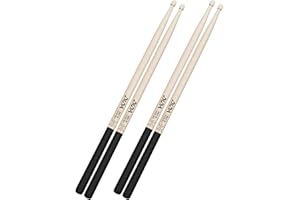 DIDA Drum Sticks for Drums, Natural Solid Wood丨Weight Balanced丨Non-Slip Grip, Live Performance & Drum Kit Practice Accessories, Percussion Drumsticks for Professional Beginner (2 Pairs, 5A)