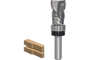 AKYLIN Spiral Bündigfräser 8mm Schaft，Up&Down Kompressions Cut Spiralfräser Fräser für Oberfräse，16 mm Schnittdurchmesser，25.4 mm Schnittlänge，Spiralgenutet Unten Kugellager Holzfräser