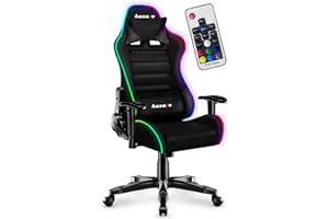 ‎HUZARO huzaro Ranger 6.0 RGB Mesh | LED Beleuchtung Gaming Stuhl Schreibtischstuhl für Kinder Gamer Sessel Stoff | bis 130 kg belastbar | Höhenverstellbar Kopfstütze Lendenstütze Ergonomischer | Schwarz