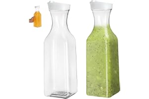 Juicekanna, 2 st 1 500 ml genomskinlig plastkanna med lock, dryckesbehållare för kylskåp, vatten, iste, mjölk, kall bryggning