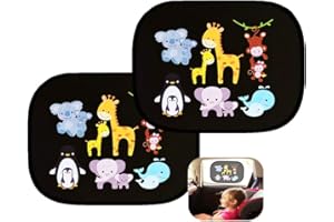 UEOTO Car Sun Shade 2 Pack - Car Window Shades for Kids Baby Pet UV Rays/Sunlight Protection, Car Sunshades Shield Visor for Children with PVC Adsorption Electrostatic for Car Side Windscreen Window