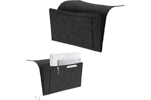 JOZMMZEOOA Bett Organizer zum Einhängen 20×32cm Filz Betttasche zum Einhängen 5 Fächer Organizer Bett Hängend Sofa Bettasche Bett Aufbewahrungstasche Tasche Hängen für Handy Zeitschriften (Schwarz)