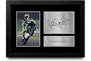 HWC Trading FR A4 Valentino Rossi Cadeaux imprimés photo autographe signée pour les fans de course MotoGP - A4 Encadré