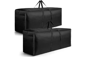 DUZLEE 2 Pack Heavy Duty 600D Oxford Fabric Waterproof Garden Furniture Cushion Storage Bag Anti-UV Christmas Tree Storage Bag Garden Cushion Cover with Zipper and Handles (300L)