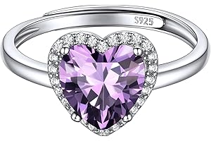 ChicSilver Anello Donna Argento 925 Regolabile Pietra Portafortuna 12 Mesi Forma Cuore, Anelli Donna Cuore Regolabile Silver Donna Confezione Regalo
