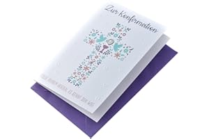 Perleberg Karte zur Konfirmation - Basic Classic Collection - Glückwunschkarte Konfirmation mit Kreuz-Motiv - Konfirmationskarte mit farblich passendem Umschlag in 11,6 x 16,6 cm