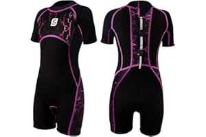 Summshall Kids Wetsuit 2.5mm Shorty One Piece Children Wetsuits UV Protection Back Zip Thermal Swimsuits for Boys Girls Keep Warm Stretch Diving Suit for Water Sport