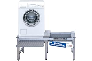 Weise MARA 2 Waschmaschinen Untergestell, Doppel-Unterbau für Waschmaschine & Trockner, Unterschrank erhöht mit 6 Beinen & 1000 kg Tragkraft für stark schwingende Maschinen, 50 cm hoch mit Auszug