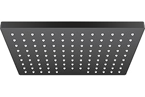 hansgrohe Vernis Shape Rociador de ducha 230 1 tipo de chorro ahorro de agua, negro mate, 26283670