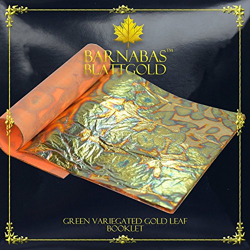 Hoja de Oro Abigarrada (Verde), 14x14 cm, Librillo de 25 Hojas