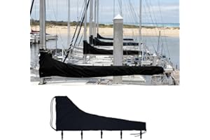 Che Yi Bao Mainsail Boom Cover, 600D Thickened Sailboat Mainsail Waterproof Cover, Protection from UV Radiation, for 13'-14' mainsails (Black) (13'-14')