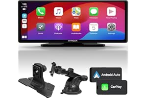 APHQUA Écran sans Fil 9,26" CarPlay Voiture pour Apple Car Play & Android Auto, Prise en Charge du Contrôle du Volant, Mirror Link, Bluetooth, Contrôle Vocal Google/Siri, Navigation GPS, AUX/FM - A96