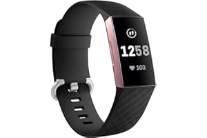 GEAK Strap Compatible for Fitbit Charge 3/4, Adjustable Classic Replacement Wristband, Activity Tracker for Women Men, Large Grey