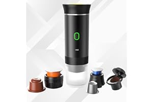 SOUTH AREA Cafetera Portátil 3 en 1 Compatible con Cápsulas Originales Ness-preso, Dolce-Gusto y Café Molido – Mini Máquina de Café Eléctrica con Calienta Agua –Capsulas Grande y Pequeña