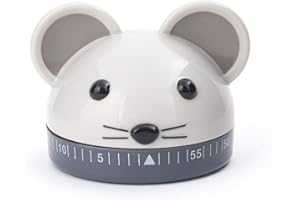 Kikkerland Kitchen Topolino Timer da Cucina Plastica, Grigio, 7 x 6 x 9 cm