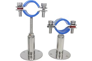 NOVSINO Fascetta stringitubo regolabile in altezza – montaggio a parete/soffitto per tubi da 32 mm fino a 34 mm, pesante supporto per tubi antiruggine con materiale di fissaggio, set da 2