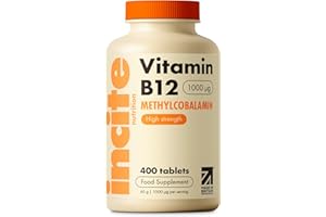 Incite Nutrition Vitamin B12 Tablets 1000 mcg. +1 Year Supply of High Strength Methylcobalamin. Boost Energy and Support Nervous System. Easy to Swallow, Non-GMO, and Suitable for Vegetarians & Vegans