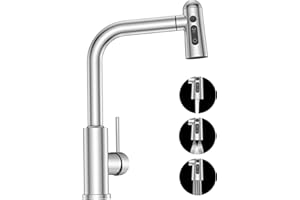 Bateria kuchenna z wyciąganą głowicą prysznicową - SREWOHS PRO składana bateria zlewozmywakowa z 3 trybami prysznica, obrotowa stal nierdzewna 360° z 1 otworem kran kuchenny, elastyczny kran