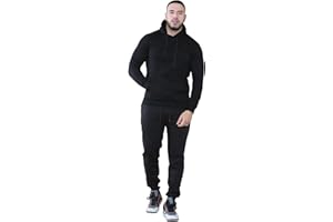 Fashionesta Flowk® Men’s Plain 2-Piece Tracksuit Set - Fleece Sweatshirt Hoodie and Jogging Bottoms, Winter Warm Loungewear with Kangaroo Pocket & Drawstring Waist, Plus Sizes S-XXL