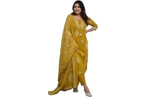 PARTHVI|Women's Pure Cotton Printed with Handwork Kurta with Pants and Dupatta Set | Ethnic Set | Suit Set | Kurta Set | Wedd
