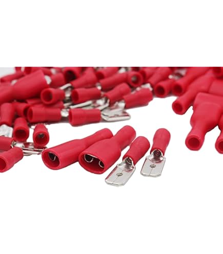 Terminali A Spina Rapida Isolati Vinile - 100 Pezzi Femmina, Per Cavi 0.5-1.5mm², 2.8x0.5mm, Rosso - Foto 11