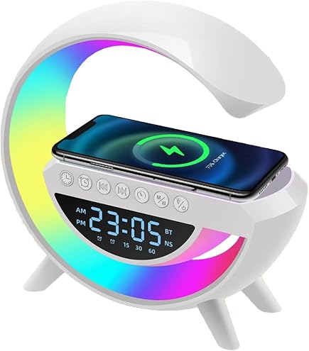 Altoparlante Bluetooth 5.2 Con Ricarica Wireless 15W, Luce Notturna, Radio, 4 In 1 Per IPhone E Samsung
