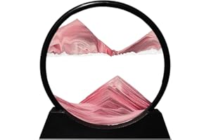 Aoderun Sandbilder Zum Drehen 3d Sanduhr Büro Deko Sand Rundes Glas Fließender Sand Rahmen Bewegliches Sandbild für Schreibtisch Sandmalerei für Erwachses (Rosa,20cm)