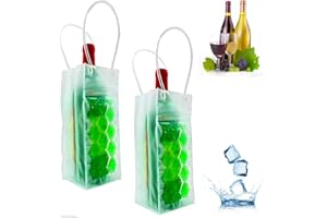 COLDCHILL Eisweinhülse, Eisweinkühler, Weinkühler Kühlschrank, Weinflaschenkühler Kühler für roten weißen Champagner oder Sekt. Gel-Kühlhalter Freistehender Träger Chilling (Grüner Weinbeutel)