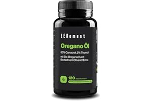 ‎ZENEMENT Oregano Bio-Öl, Standardisiert auf 80 % Carvacrol und 2 % Thymol – Mit Bio-Olivenöl Extra Vergine für eine Bessere Aufnahme – 120 Weichkapseln – Zenement