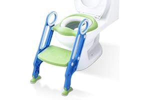 BabyBond Töpfchentrainer Kinder-Töpfchen Toilettensitz Trainer Sitz für Kinder Toiletten Training mit Leiter/Treppe, Rutschfest stabil klappbar und höhenverstellbar für 1-7 jährige Kids Blau und Grün