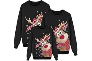 Alueeu Sudaderas Navideñas Familiares Suéter Familia Invierno Jersey Navideño Familiar Manga Larga Pullover Mujer Hombre Niño Niña Chica Chico Christmas Jumper Blusas Abrigo Tops Talla Grande