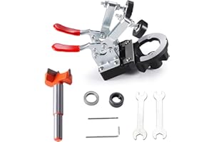 Errum 35mm Hinge Jig Newly Upgraded Aluminum Alloy Double Clamp Concealed Hinge Jig Drilling Hole Puncher, Wood Punch Screw Drill Joint Tool for Door Concealed Installation