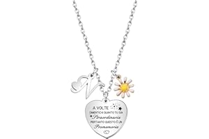 Hcvone Collana Iniziale Collana Margherita da Donne Ragazze Collana Lettera Collana Amicizia Sorelle Promemoria Regali Compleanno Motivazionali Regali Colore Argento Collana Gioielli