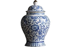 LOVIVER Jarrón de cerámica Chino para decoración de salón, jarrón Floral de 1300ml, Oriental esmaltado, Tienda de, Tarro de, Estilo a