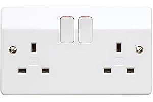 MK Logic Plus Double Socket (K2747 WHI DP) 13A 2 Gang, in white, with inherent antimicrobial properties.