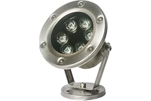 KEKSIS Projecteur Sous-marin Rotatif IP68 Étanche - Lumière de Fontaine et Piscine AC12/24V en Acier Inoxydable pour Extérieur et Fête - LED Submersible (Blanc Chaud)