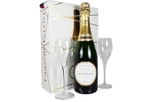 FINE FOOD HAMPERS Laurent Perrier La Cuvee Champagne 75cl and 2 Flutes Presented in a Limited Edition Gift Box - Gift ideas for Birthday, Christmas, Anniversary, Business, Corporate and Thank You