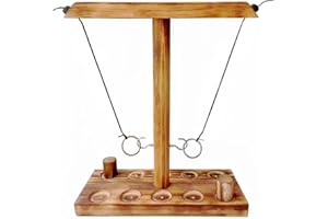 KEEPAA Ring Toss Game Fun Sports Outdoor Indoor Handmade Wooden Ring Toss Hooks Fast-paced Interactive Game,for Home Party Adults Fast-paced Interactive Game Party Family