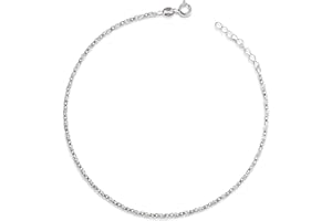 DESIGNER INSPIRATIONS BOUTIQUE Venetian Box/Twisted Box/Square Link Sterling Silver Anklet/Ankle Bracelet/Ankle Chain - 925 Sterling Silver - Adjustable Large Length 9.5" 10.5" Inch / Extra Large Length 11.5" 12.5" 13.5" Inch - Anklets for Women