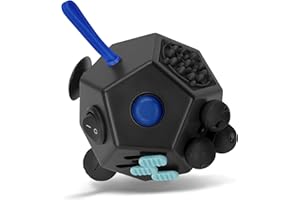 Milifox Fidget Cube 12 Faces - Jouet Fidget Cube pour Adultes et Enfants atteints de TDAH, TDA, Autisme, Anti-Stress, Soulagement de l'Anxiété Original Infinity Toys(Bleu Noir)