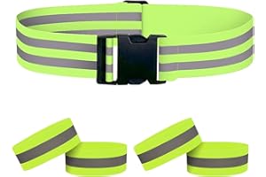 Houdao 1 cinturón reflector y 4 piezas de cinta reflectante con cierre de velcro ajustable y elástica pulsera reflectante para adultos niños correr correr ciclismo senderismo perro running