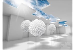 Runa Art Papier peint intissé Mural 3D Abstrakt Moderne Toison Salon Chambre à Coucherr Salle - Tableaux Muraux Tapisserie Photo - Weiss Blau 9182010a