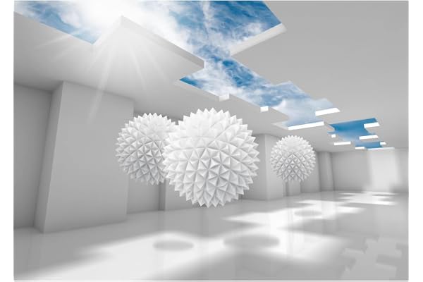 Runa Art Papier peint intissé 396 x 280 cm 3D Abstrakt | Toison Décoration Murale Salon Chambre á Coucherr | Fabrication Allemande | Weiss Blau 9182012a