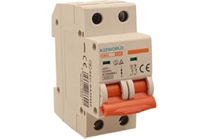 A2ZWORLD Interruttore Magnetotermico 50A C50, Bipolare 2P, Curva C 6kA, 2 Moduli DIN 220V AC, Certificato IEC60898-1, Serie SB6L
