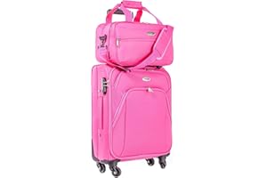 CABIN GO CABIN 5550 Set da 2 Valigie Trolley Leggero con Bagaglio a mano Borsone Piccolo Cabin Size – Trolley morbido con ruote girevoli 55x40x20 e Bagaglio a Mano 40x25x20