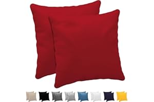 Dreamzie Federa Cuscino (Set di 2) - Rosso Cotone - Per i Cuscini 60 x 60 cm - 100% Jersey di Cotone - Federa da Cuscino - Copri Cuscino per Letto - Fodera Protezione per Cuscino