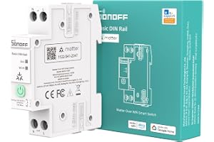 SONOFF Basic DIN Rail (BASIC-1GSP) WiFi Smart Strömbrytare DIN-skena, Matter Smart Hem Styrning, 32A för Elcentral, Fungerar med Alexa Google Home Home Assistant