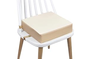 COURTI Portable Réhausseur Coussin de Siège Chaise Haute Lavable avec Boucle de Sécurité pour Repas Voyage de Bébé Bambin Enfant Tout-Petit (Beige)
