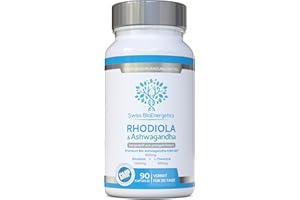 ‎SWISS BIOENERGETICS Rhodiola & Ashwagandha mit L-Theanin – preisgekröntes Ashwagandha KSM-66 600 mg & 1500 mg Rhodiola (3% Rosavin – 1% Salidroside) Vollwurzeläquivalent – Adaptogen ohne künstliche Füllstoffe